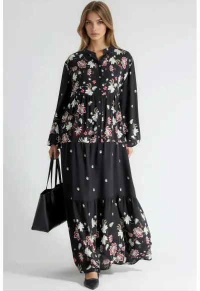 Rochie Maxi - Decolteu in V - Multicolor
