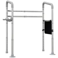 HOMCOM Cadru WC Reglabil, Cadru de Siguranță pentru Baie, cu Brațe și Ventuze, Accesoriu Baie | Aosom Romania