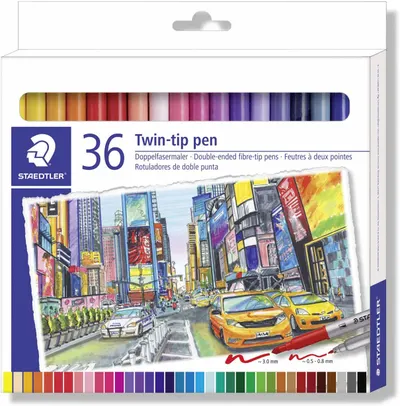Carioci colorate Staedtler - 36 de culori, cu doua varfuri