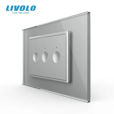 Intrerupator triplu tactil, standard italian, cu rama sticla, 3M Gri