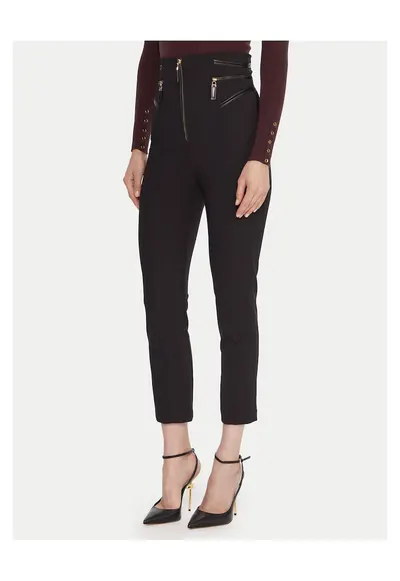 Pantaloni cu talie inalta pentru dama negru - stofa