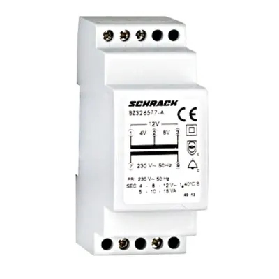 Transformator de siguranta,15VA 230V-4-8-12V, 2 module ( pentru sonerie)