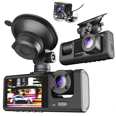 Camera auto tripla Full HD, 3 camere, Ecran 2'', G-Senzor
