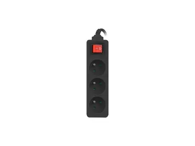 Prelungitor 3 prize - pentru Franta, cu intrerupator, cablu din cupru de calitate superioara, negru
