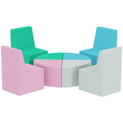 AIYAPLAY Set 8 piese blocuri din spumă pentru copii blocuri moi cu design masă și scaun pentru cățărat blocuri din PU multicolor | Aosom Romania