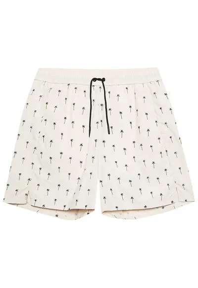 Pantaloni de baie barbati crem - poliamida - cu talie elastica si buzunare