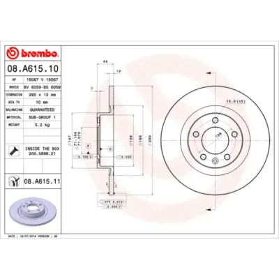 Disc frana BREMBO 08.A615.11