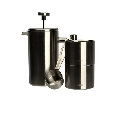 Set 4 piese presa si accesorii cafea ROAST negru