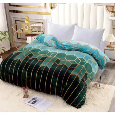 Patura pufoasa cocolino 200x230cm, 240g/mp, Verde, Forme Geometrice