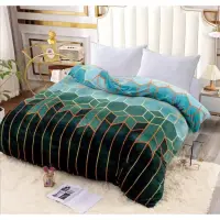 Patura pufoasa cocolino 200x230cm, 240g/mp, Verde, Forme Geometrice