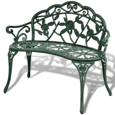 vidaXL Bancă de grădină, verde, 100 cm, aluminiu turnat