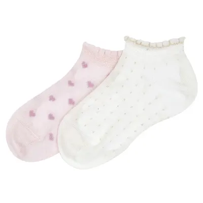 Set 2 sosete copii scurte Chicco, alb cu roz, 02270-70MC