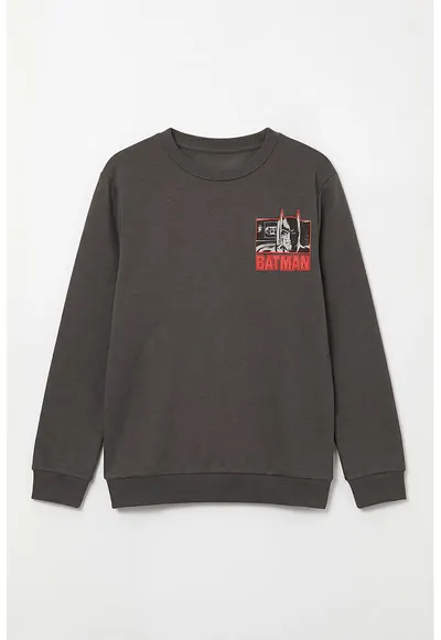 Bluza de trening de bumbac cu imprimeu Batman - Rosu/Alb murdar/Gri inchis