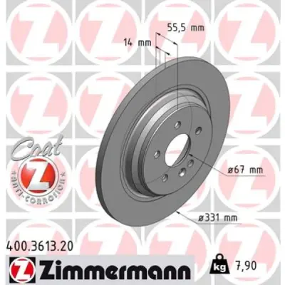 Disc frana ZIMMERMANN 400.3613.20