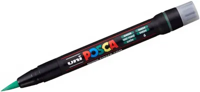 Marker permanent cu pensula Uni Posca - PCF-350, verde