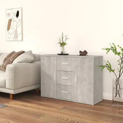 vidaXL Servantă, gri beton, 91x29,5x65 cm, lemn prelucrat