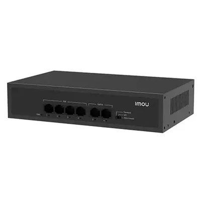 Switch cu 6 porturi Imou SF106P, 10/100 Mbps, 1.2 Gbps, 4 porturi PoE, 2 porturi uplink, buget PoE 45W, fara management