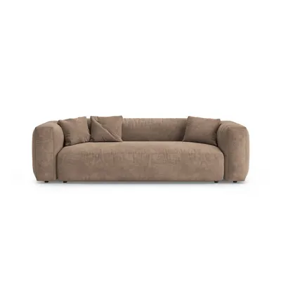 Canapea modulară bej extensibilă cu tapițerie din catifea 264 cm Martina – Micadoni