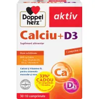 Calciu + D3, Doppelherz Aktiv | 30 comprimate + 10 comprimate CADOU