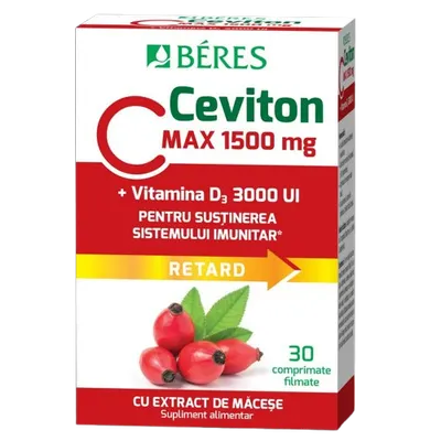 Vitamina C 1500 mg + Vitamina D3 3000 UI Ceviton, 30 comprimate filmate, Beres