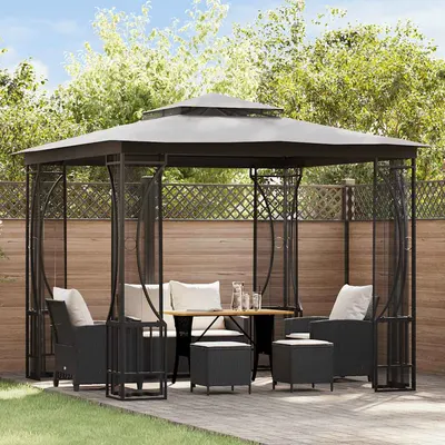 vidaXL Pavilion cu plase, antracit, 300 x 300 x 265 cm