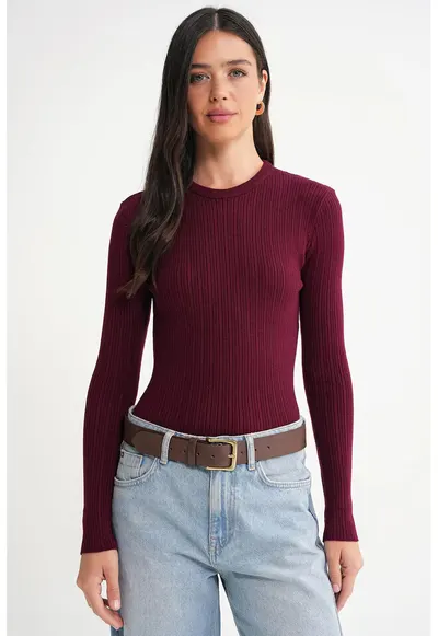 Bluza dama - mulat - rosu burgundi - jerseu