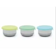Set 3 Recipiente Mini Inox cu Capac Silicon, Melii, Bleu Mint Lime