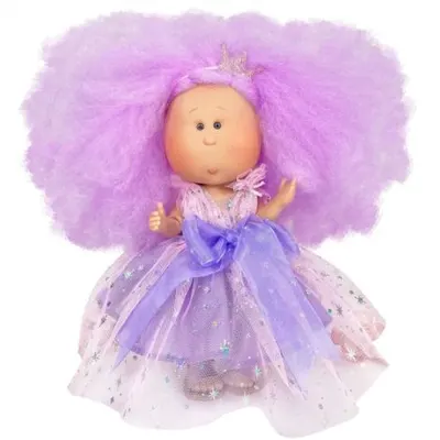 Papusa Nines D Onil, Mia Candy, cu parul mov, cu articulatii, cu miros de vanilie, 30 cm