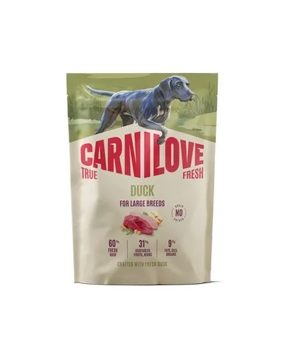CARNILOVE True Fresh Dog Duck Adult Large Breeds 1,5 kg hrană uscată cu rață pentru câini adulți de rase mari