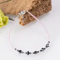 Bratara argint subtire roz deschis din cubic zirconia si hematit