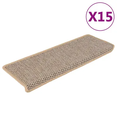 vidaXL Covorașe scări autoadezive 15 buc. bej deschis 65x21x4 cm sisal