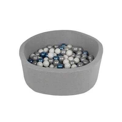Piscina uscata, BabyTrold, Cu 100 bile, Fara ftalati si BPA, Husa detasabila, 90x90x30 cm, 18 luni+, Gri