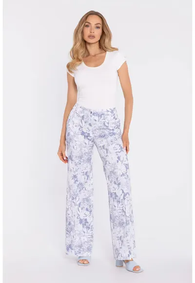 Pantaloni largi cu imprimeu tip napa - concept A trois - Model 1 - Albastru