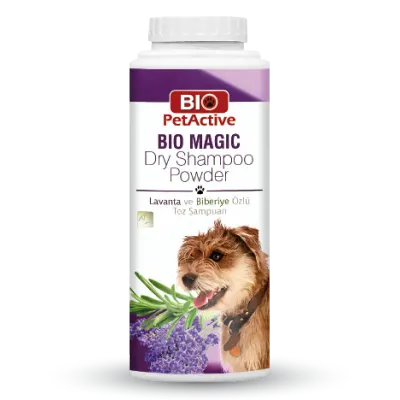 Sampon uscat pentru caini Bio PetActive Magic Powder cu lavanda 150 gr