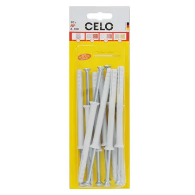 CELO Blister Nail plug NP 8-100 pre-assembled, SB countersunk plug cu countersunk surub (PZ3), zincat