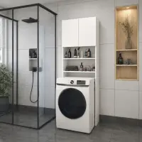 Dulap pentru masina de spalat din PAL 65,1x27,1x190,6 cm, cu 2 usi si 4 compartimente, pentru baie