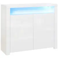 HOMCOM Dulap Multifuncțional Alb cu Iluminare LED Colorată, pentru Living sau Dormitor, 107x35x97 cm | Aosom Romania