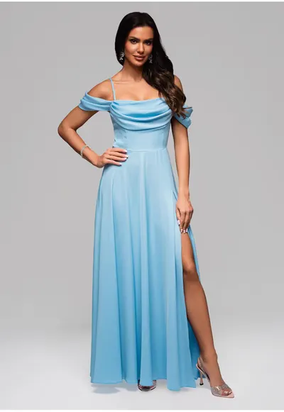 Rochie de seara Maxi LA-OM-DLR038 - Albastru deschis