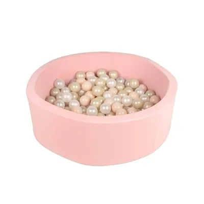 Piscina uscata, BabyTrold, Cu 100 bile, Fara ftalati si BPA, Husa detasabila, 90x90x30 cm, 18 luni+, Roz