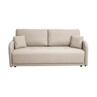 Canapea extensibila BERNA S, 3 locuri, cu arcuri si lada depozitare, bej, 210x110x90 cm