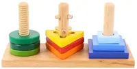 Jucarie de stivuit din lemn Bigjigs - Invarte si intoarce formele geometrice