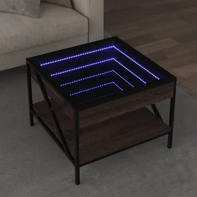 Gossi masuta de cafea cu led infinity, stejar maro, 50x50x38 cm