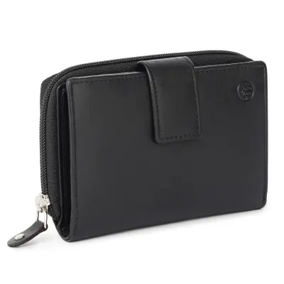 Portofel dama Marquise, Annelisse PT1487, piele naturala, Negru