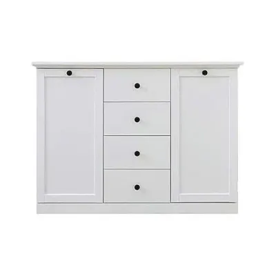Comoda BRANDSON, 2 usi, 4 sertare, alb, 119x41x88 cm