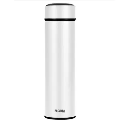 Termos Digital, Capacitate 500 ml, Interior Inox, Alb, Floria