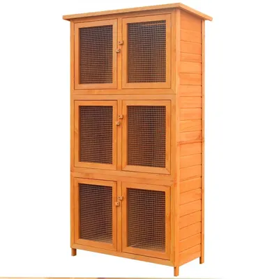 vidaXL Cușcă pentru iepuri și alte animale, 6 camere, lemn