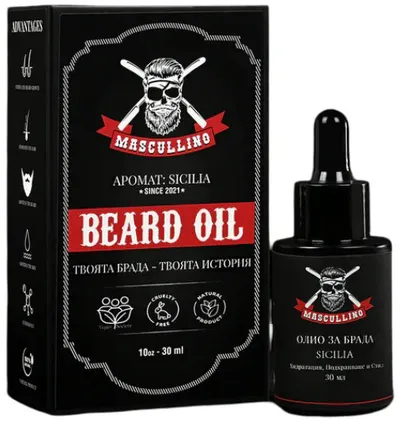Ulei premium pentru barbă Mascullino Sicilia, 30 ml