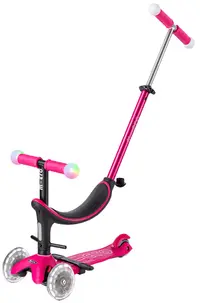 Trotinetă pentru copii 4 în 1 Micro - Mini2Grow Deluxe Magic LED, Pink