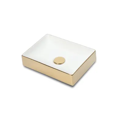 Lavoar baie pe blat Celesta Toronto 50 x 36 x 11 cm ceramica auriu/alb