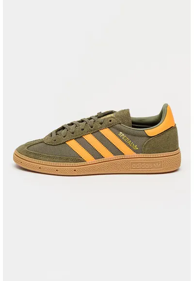 Pantofi Spezial din piele intoarsa cu insertii din plasa pentru handbal - Portocaliu mandarina/Caramel/Verde feriga